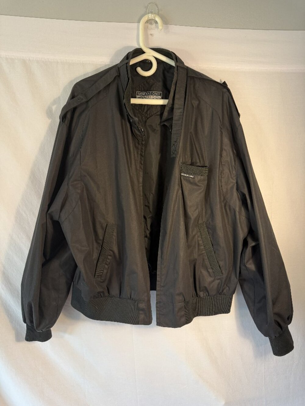 Members Only Mens XXL Black Iconic Racer Jacket Vintage Full Zip Cafe Bomber
